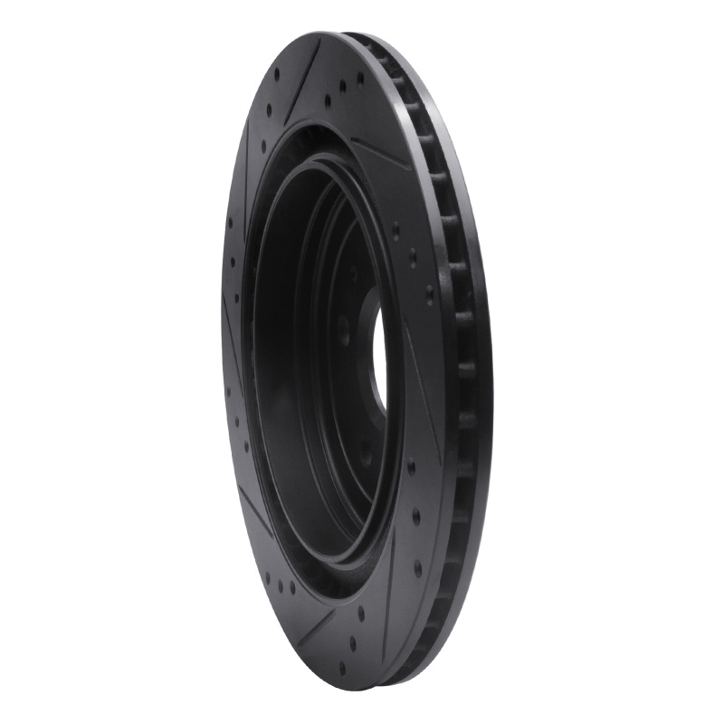 Cadillac CTS Brake Rotor (1) - Rear Right - R1 Concepts - Drilled & Slotted - Black - `08-`14